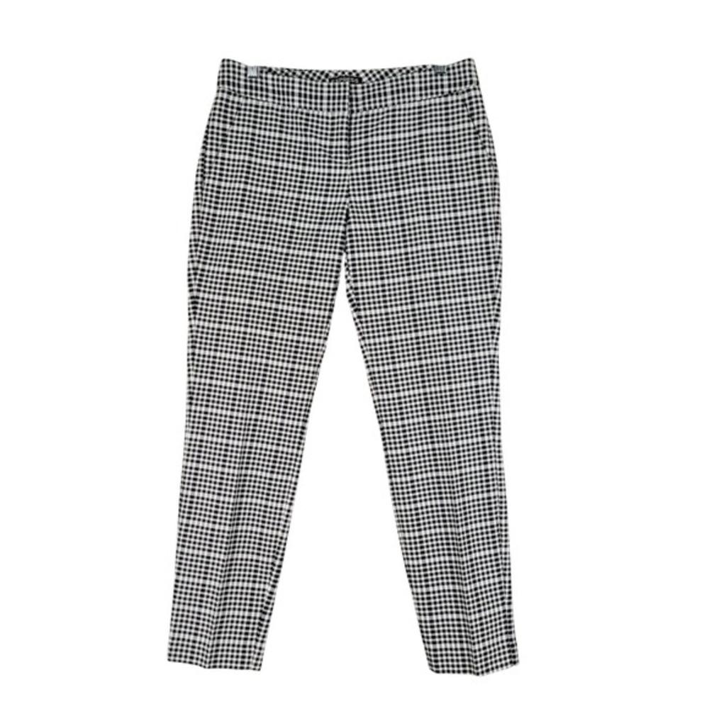 Express Columnist Pants‎ Women 2R Black White Houndstooth Ankle Trousers Preppy